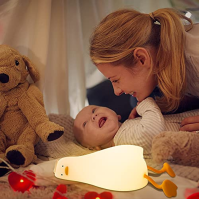 Attivolife Duck Night Light for Kids, Cute Animal Silicone Lamp Touch Control + Dimmable + Timer, USB Rechargeable LED Feeding N