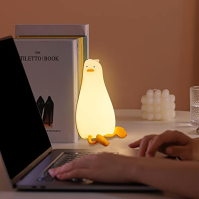 Attivolife Duck Night Light for Kids, Cute Animal Silicone Lamp Touch Control + Dimmable + Timer, USB Rechargeable LED Feeding N