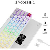 Newmen GM610 Herní klávesnice bezdrátová, 60% mechanická Bluetooth/2,4Ghz/drátová, 61 kláves RGB osvětlení Hot Swap Anti