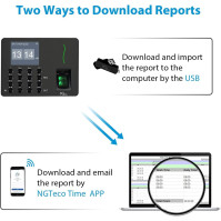 Inteligentní biometrický docházkový systém NGTeco Docházkový záznamník pro zaměstnance s připojením přes WiFi a mobilní tel.