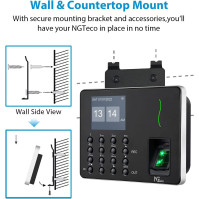 Inteligentní biometrický docházkový systém NGTeco Docházkový záznamník pro zaměstnance s připojením přes WiFi a mobilní tel.