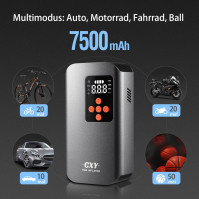 Cxy elektrická vzduchová pumpa, 7500mAh bateriový kompresor, digitální pumpa do auta a na kolo, 4 trysky, pro auta, moto