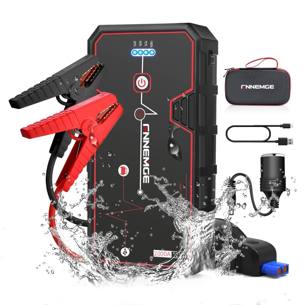 FNNEMGE Car Jump Starter 3000A Peak 21800mAh 12V Super Safe Car Battery Booster (do 8.0L Gas nebo 6.5L Diesel Engine), U