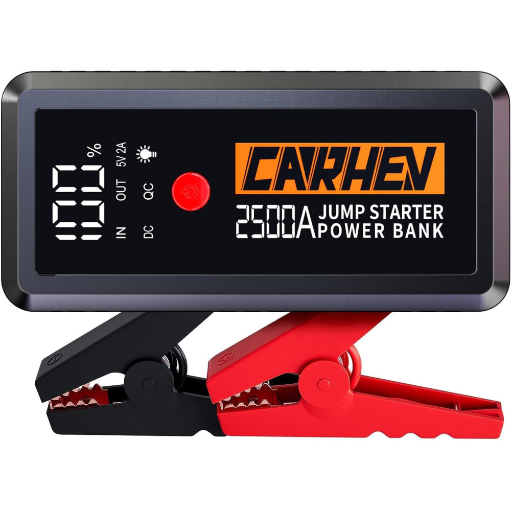 CARHEV startovací powerbanka, 2500A špičkový proud 21800mAh startovací powerbanka do auta (do 8.0L benzínového a 8.0L di