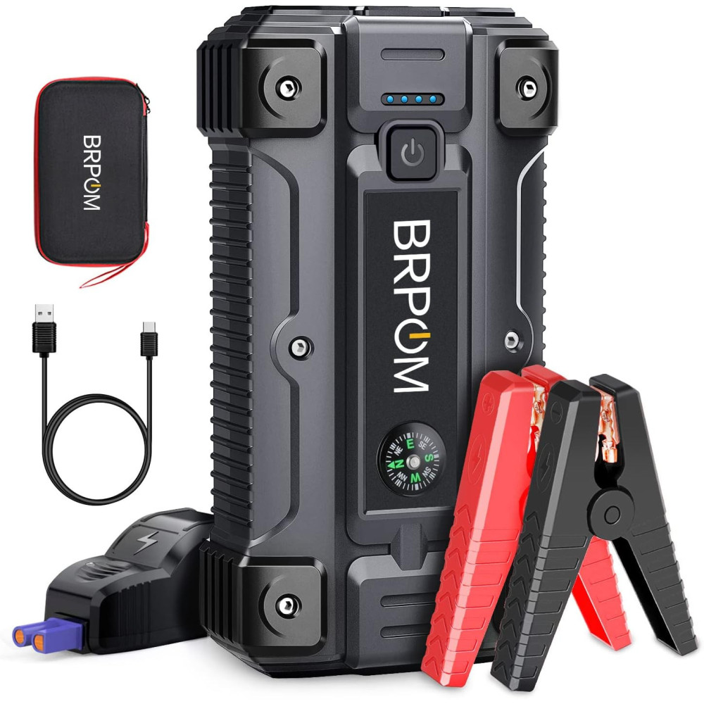 BRPOM Booster Battery 3000A 23800mAh Jump Starter Portable (Up to 8.0L Diesel or 10L Gas) 12V Car Starter with Smart Saf