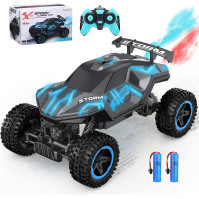 HOMYE Nákladní auto na dálkové ovládání, 1:16 Off Road RC Cars Boy Toy pro věk 6 7 8 9 10 11 se spreji a světly, 2 baterie na 60