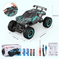 HOMYE Nákladní auto na dálkové ovládání, 1:16 Off Road RC Cars Boy Toy pro věk 6 7 8 9 10 11 se spreji a světly, 2 baterie na 60