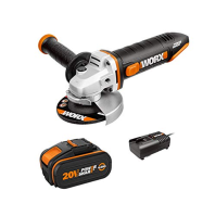 WORX 18V (20V MAX) akumulátorová úhlová bruska WX800.4, 4.0Ah, Powershare, 115mm, 2polohová přídavná rukojeť, beznástrojové nast