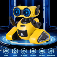 Highttoy Robot Kids, dálkově ovládaný robot s ovládáním gesty, LED očima a hudbou Nabíjecí RC robot hračka od 3 4 5 6 7 8 let Ch