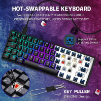 RK ROYAL KLUDGE RK61 Bezdrátová klávesnice AZERTY, 60% mechanická herní klávesnice, RGB podsvícení s přizpůsobitelnými klávesami