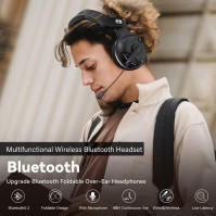 Sluchátka Bluetooth Wantek, hybridní aktivní izolace hluku, individuální režimy, 3D zvuk, 48h baterie, pohodlné držení, bezdráto