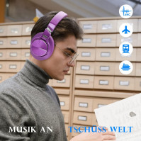 Srhythm NC75 Pro sluchátka s aktivním potlačením hluku Bluetooth 5.3, náhlavní souprava přes uši s vestavěným mikrofonem, Hi-Fi,