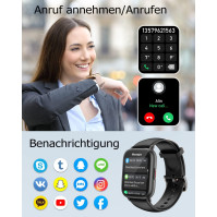 RUIMEN Smart Watch Odpovědět na volání, chytré hodinky pro ženy Muži HD dotykový displej Fitness hodinky s SpO2-Monitor srdeční