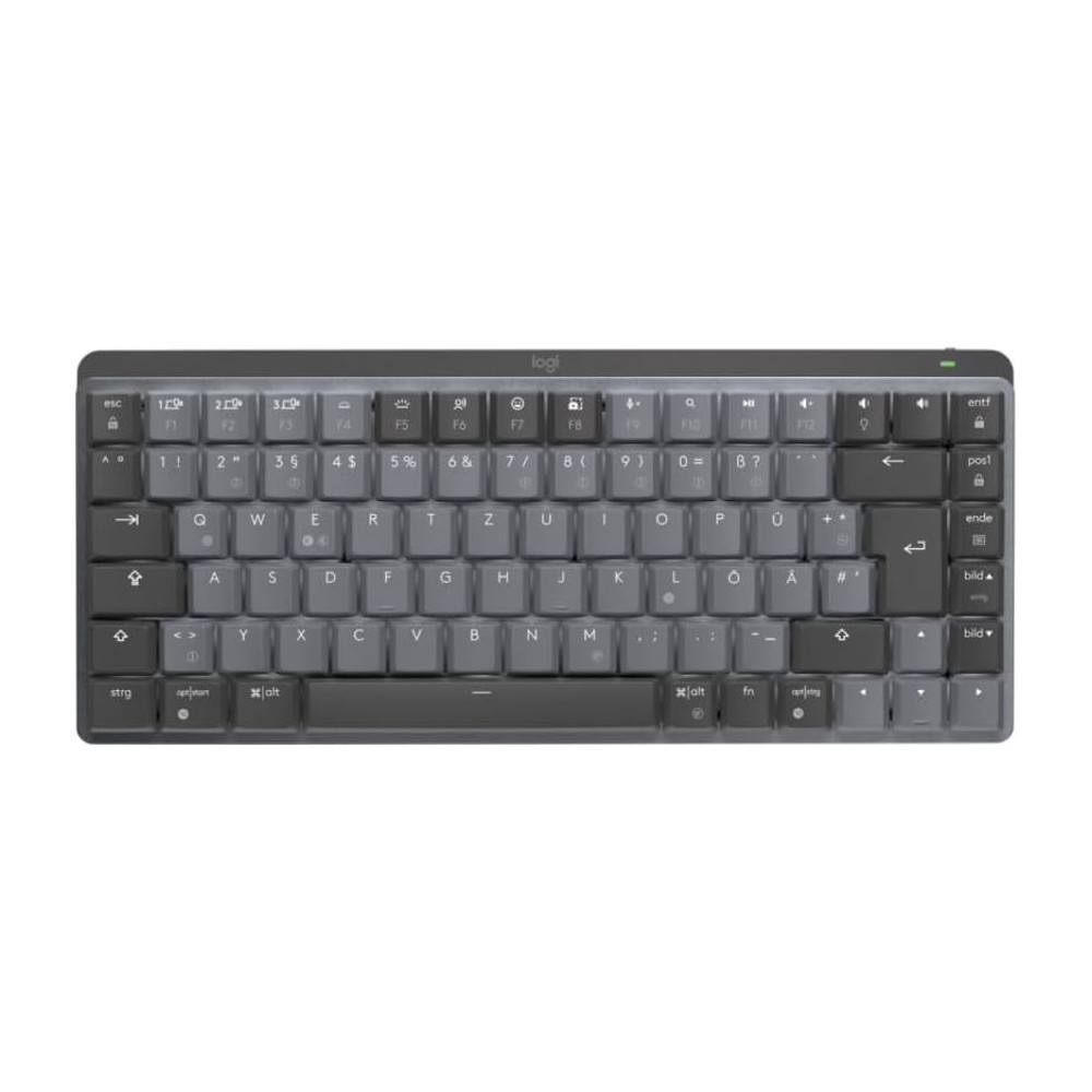 Logitech MX Mechanical Mini Wireless Illuminated Keyboard, hmatové tiché spínače, QWERTZ německé rozložení – šedá