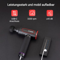 Masážní pistole Fitleap, Massage Gun Pro se 6 hlavami a 6 režimy, masážní přístroj na svaly s 3200 otáčkami za minutu