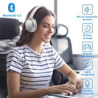 Srhythm NiceComfort 25Pro Bezdrátová sluchátka s aktivním potlačením hluku, Bluetooth V5.3 sluchátka s herním režimem