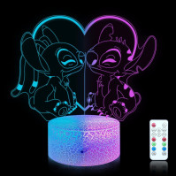 Shenjia Lilo & Stitch - 3D noční lampa s proměnlivými barvami RGB LED pro výzdobu dětského pokoje