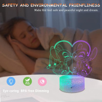 Shenjia Lilo & Stitch - 3D noční lampa s proměnlivými barvami RGB LED pro výzdobu dětského pokoje