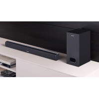 Soundbar SHARP HT-SBW110 2.1, 180W tenký bezdrátový Bluetooth Soundbar s kabelovým subwooferem pro TV s HDMI ARC/CEC