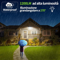 INTELAMP Venkovní solární lampy 6000mAh Venkovní solární lampy 1200LM Venkovní solární lampa 2 Pohybový senzor solární