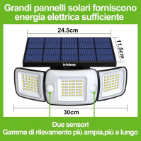 INTELAMP Venkovní solární lampy 6000mAh Venkovní solární lampy 1200LM Venkovní solární lampa 2 Pohybový senzor solární