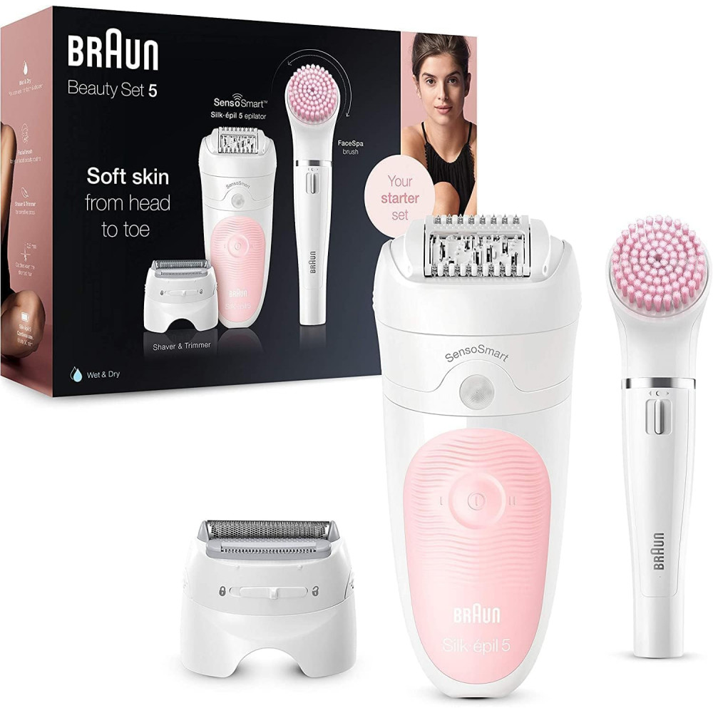 Braun Silk-épil 5 Beauty Set, epilátor pro odstranění chloupků u žen, příslušenství pro holení, exfoliaci, čištění