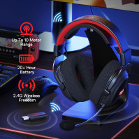 Redragon H510 Zeus-X RGB bezdrátová herní sluchátka - 7.1 prostorový zvuk - 53mm audio ovladače v paměťové pěně na uších