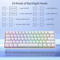 KEMOVE K61 Shadow Mechanická herní klávesnice, 60% velikost (QWERTY, RGB podsvícení, výměnné Brown spínače), Odpojitelná