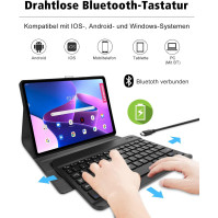 Yeegnar klávesnice pouzdro pro Lenovo Tab M10 Plus (3. generace) 10,61 palců TB-125FU / TB-128FU německá QWERTZ Bluetooth