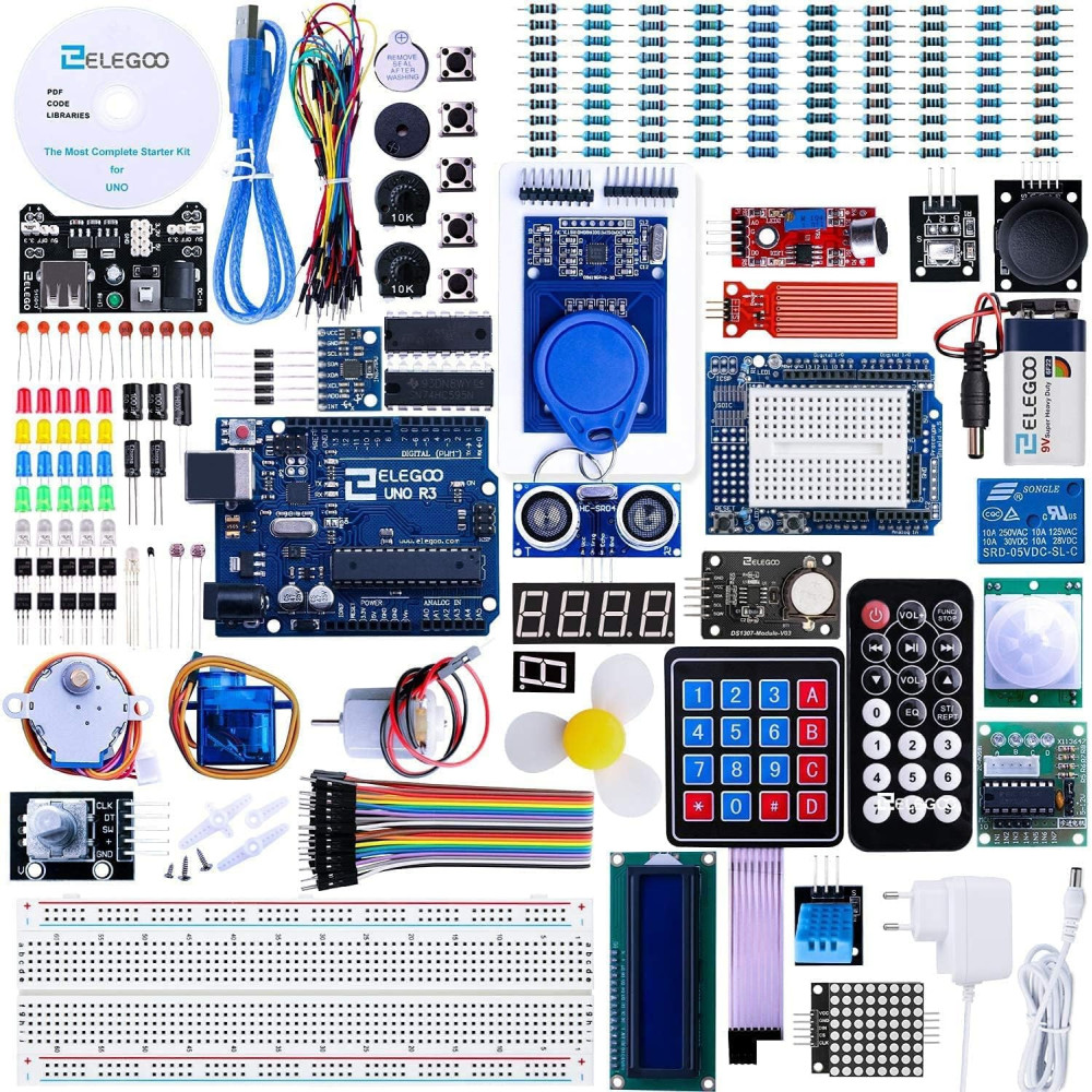 ELEGOO UNO R3 Projektový kit nejkomplexnější s průvodcem kompatibilní s Arduino IDE (63 položkami)