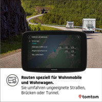 Satelitní navigace TomTom GO Camper Max se 7" HD obrazovkou, body zájmu pro obytné vozy a karavany, aktualizace přes Wi-Fi, upoz