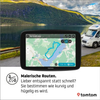 Satelitní navigace TomTom GO Camper Max se 7" HD obrazovkou, body zájmu pro obytné vozy a karavany, aktualizace přes Wi-Fi, upoz