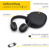 Jabra Evolve2 65 - Bezdrátová PC sluchátka - Hluk potlačující Microsoft Teams certifikovaná stereofonní sluchátka