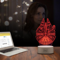 3D lampa Star Wars, ZNZ LED optická iluze noční světlo, 16 barev se změnou dálkovým ovládáním dotykové nálady