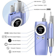 PDGROW Elektrická fréza na nehty, 45000 ot./min profesionální elektrický fréz na nehty, bezdrátový přenosný kit