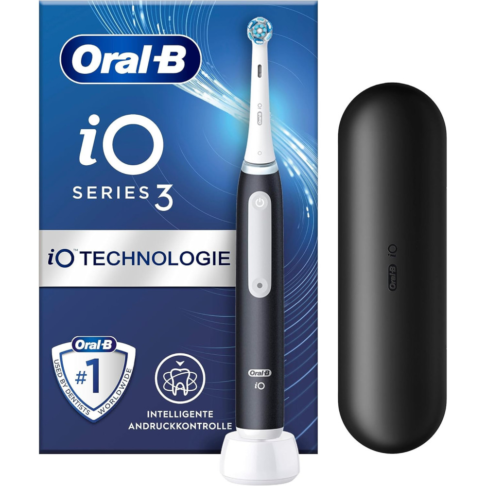 Elektrický zubní kartáček Oral-B iO Series 3, 3 režimy čištění pro péči o zuby, magnetická technologie, cestovní pouzdro, navrže