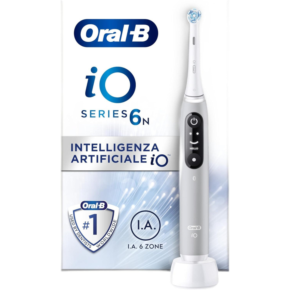 Nabíjecí elektrický zubní kartáček Oral-B iO 6N, tlakový senzor, interaktivní displej, umělá inteligence, 2 kartáčkové hlavice,