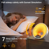 EDUP IN Wake Up Light Smart Sunrise Budík Bluetooth Reproduktor Ovládání aplikace 4 budíky Snooze 16 milionů nočních světel