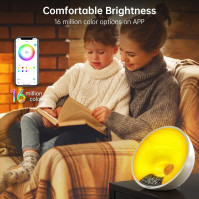 EDUP IN Wake Up Light Smart Sunrise Budík Bluetooth Reproduktor Ovládání aplikace 4 budíky Snooze 16 milionů nočních světel