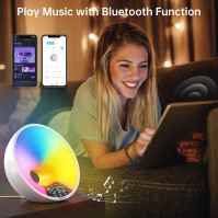 EDUP IN Wake Up Light Smart Sunrise Budík Bluetooth Reproduktor Ovládání aplikace 4 budíky Snooze 16 milionů nočních světel