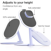 Fancii LED dobíjecí přenosné kosmetické zrcátko se 3 barevnými nastaveními světla a 10x magnetickým zvětšením - tenké, skládací