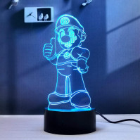 2 v 1 3D iluze LED Anime Lamp RGB 16 barev Noční světlo na stůl s dálkovým ovládáním pro chlapce