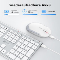 Sada bezdrátové klávesnice a myši iClever - bezdrátová klávesnice a myš 2.4G, dobíjecí, USB-C, plnohodnotná, tenká, tenká a odol