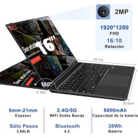 Notebook 16 palců Intel N5095 až 2,9Ghz, notebook Win 11 s 5G WiFi 12+512GB SSD 1TB rozšíření, BT 4.2 Mini multimediální port Ch