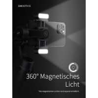 ZHIYUN Smooth 5 Combo[Official] 3-osý stabilizátor pro chytré telefony se stativem, magnetické výplňové světlo, ideální pro vlog