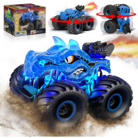 Dětské auto na dálkové ovládání, 1:16 monster truck s cool LED světly, 2,4 GHz RC auta pro kluky, dinosauří hračka dárek pro klu