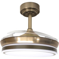 wonderlamp - Stropní ventilátor s perleťovými mini lopatkami, tichým motorem DC, 3 CCT regulovatelnými 35W, kožený