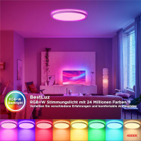 BestLuz LED stropní lampa, LED panel stropní lampa Ø 42 cm, 24W RGBW + studená bílá 4000K s podsvícením