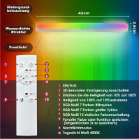 BestLuz LED stropní lampa, LED panel stropní lampa Ø 42 cm, 24W RGBW + studená bílá 4000K s podsvícením