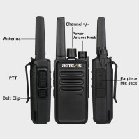 Retevis RT668 Walkie Talkie se sluchátkem, dvoucestná vysílačka PMR446 bez licence, VOX Scan, 16 kanálů CTCSS/DCS, dobíjecí vysí